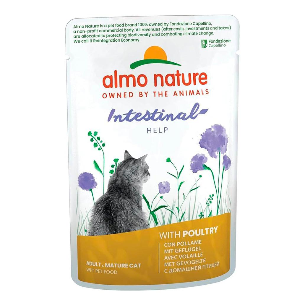 Almo Nature Functional - Intestinal Help - comida húmida para gatos adultos e idosos com sensibilidade intestinal - com aves - suporte para microbiota - 70 g (embalagem de 30)
